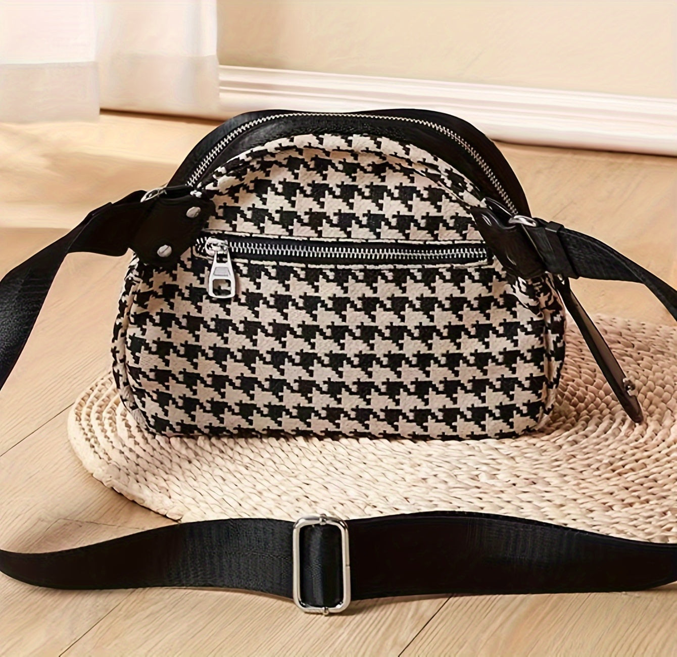 Houndstooth Crossbody Bag, Shoulder Bag