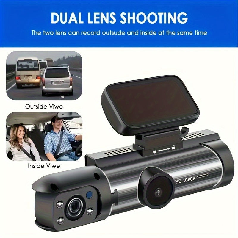 The latest dashcam 1080P dual camera USB rechargeable lithium polymer battery onboard DVR, 3.16-inch IPS screen