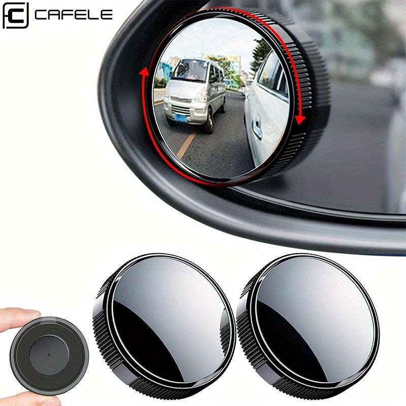 2Pcs Blind Spot Car Mirrors - Large 2 Inch Reusable Design with High-Definition Glass and Convex 360° Wide Angle for Enhanced Safety - Universally Compatible with Cars, SUVs, and Trucks in Sleek Black Finish