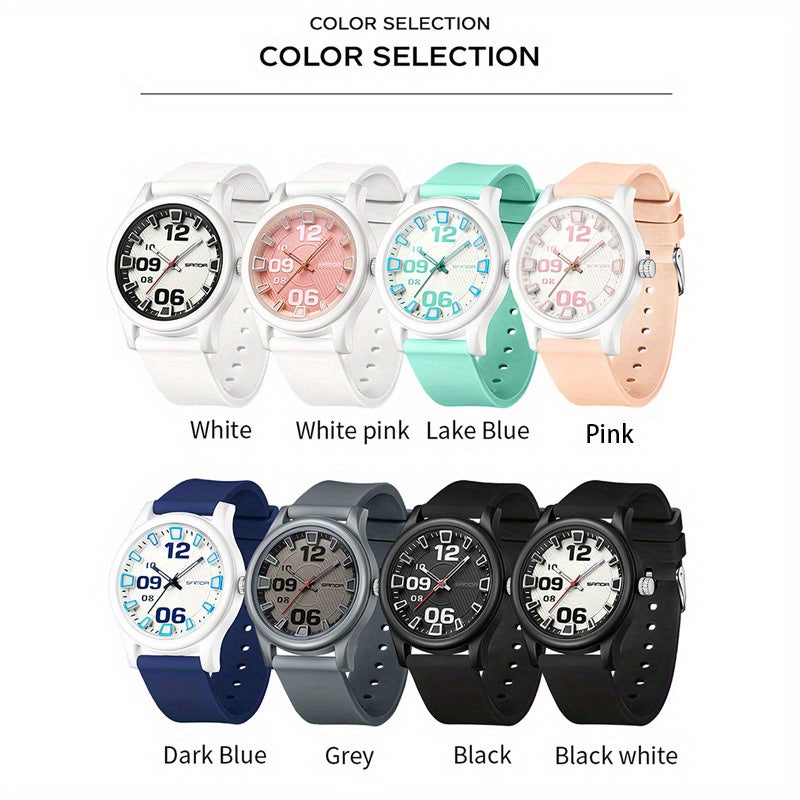 SANDA Casual Quartz Watch for Boys - Waterproof, Lightweight with Silicone Strap, Fashionable Street Style, Includes Gift Box