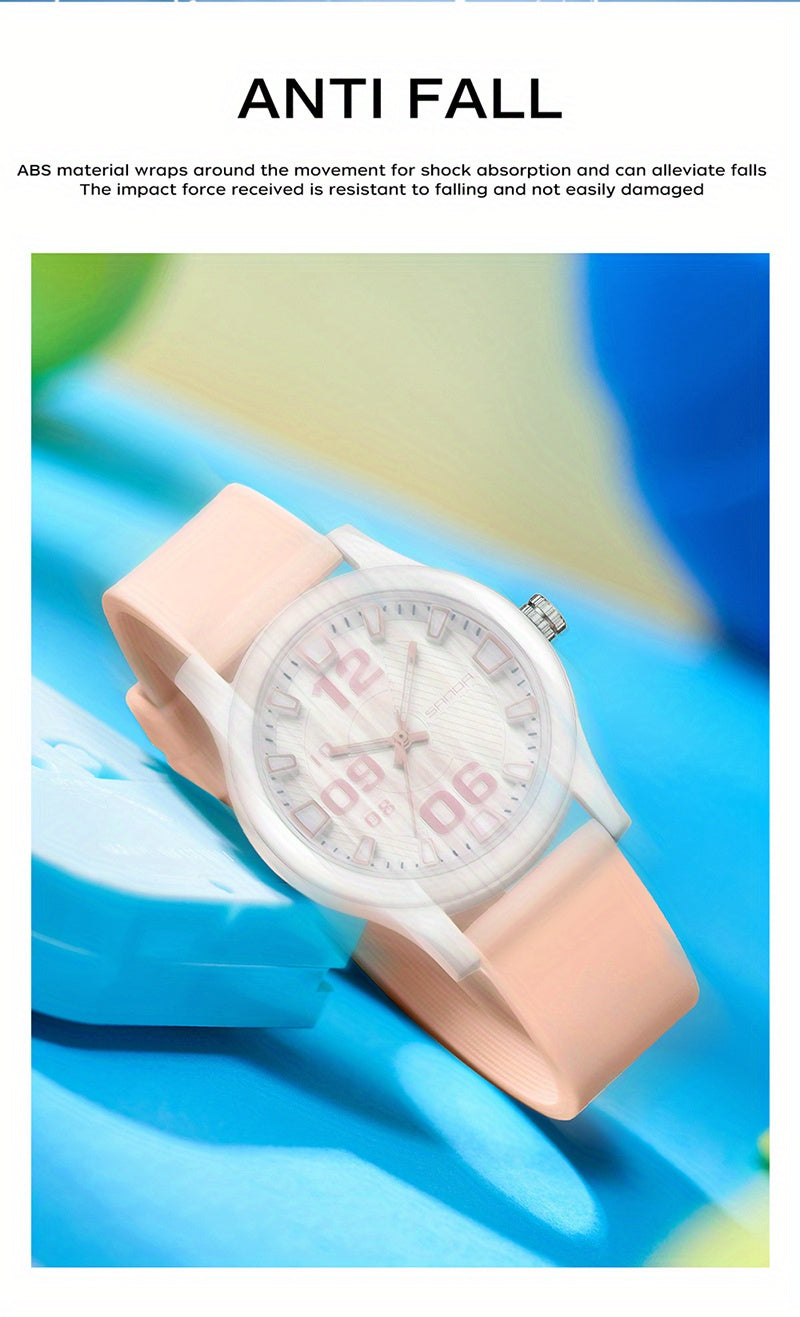 SANDA Casual Quartz Watch for Boys - Waterproof, Lightweight with Silicone Strap, Fashionable Street Style, Includes Gift Box