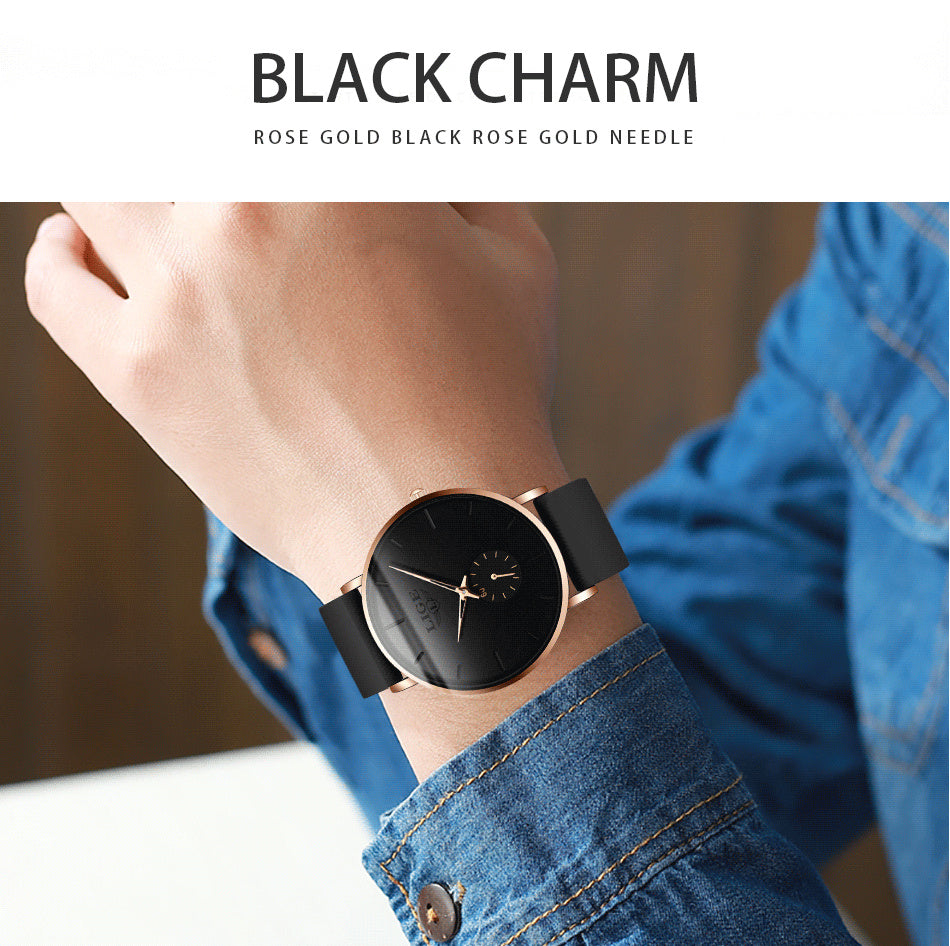 LIGE Ultra-Thin Quartz Watch for Men & Women - Classic, with Silicone Strap - Perfect Birthday or Christmas Gift