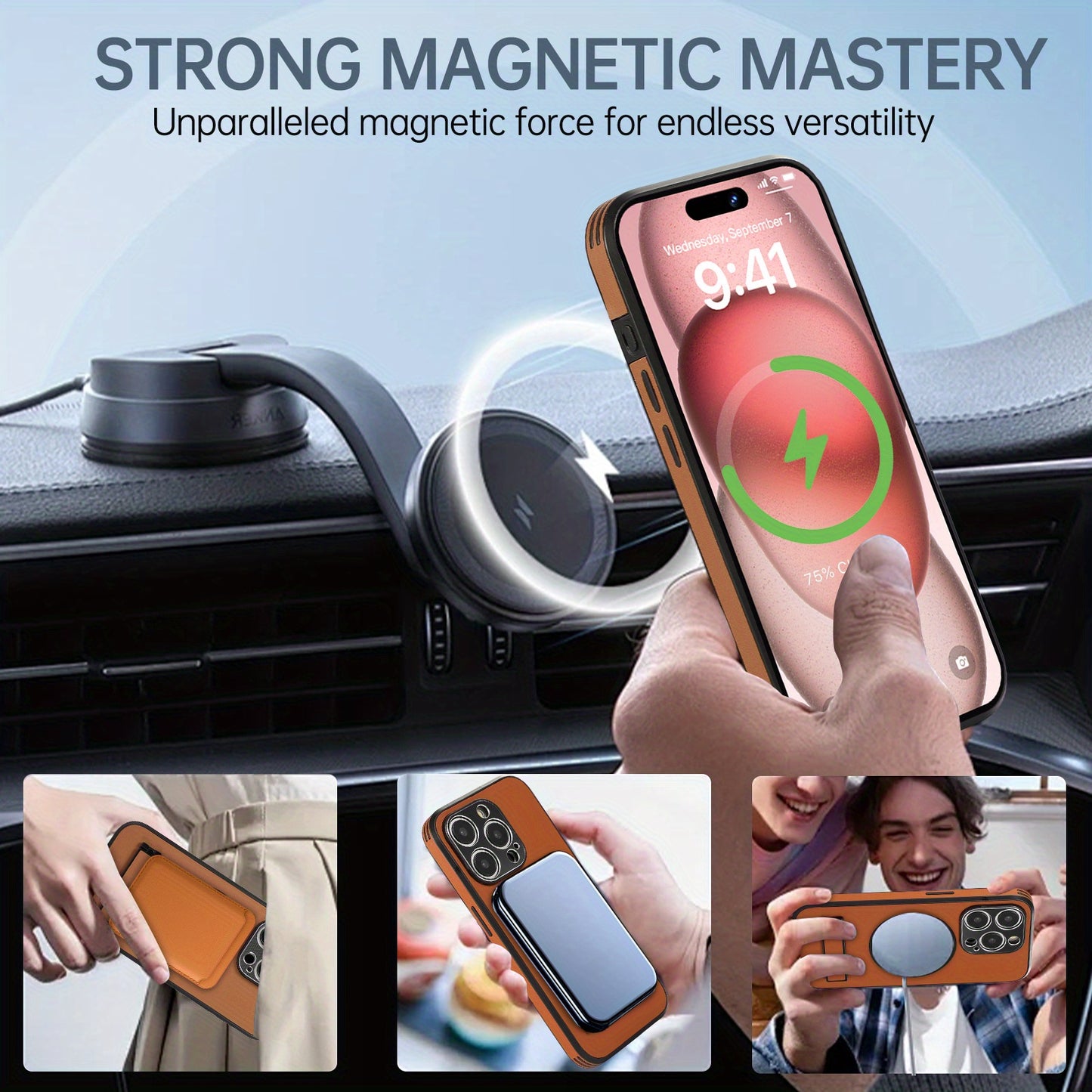 Luxury Stand Lambskin case for iPhone 15 11Pro Max 14 Pro 13 12, hybrid leather TPU shockproof support wireless charging magnetic stand protective case, anti-drop soft back cover skin