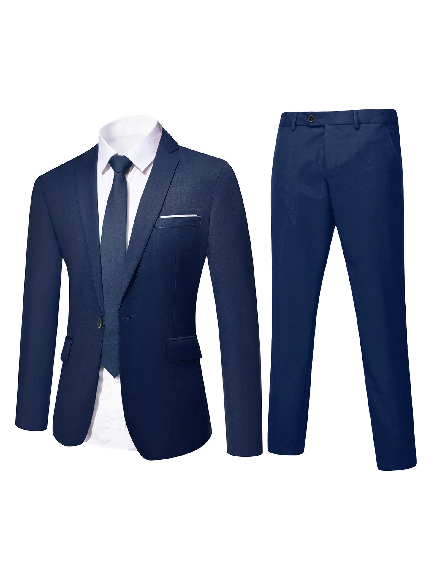 Men's Sleek Two-Piece Suit Set: One-Button Blazer & Dress Pants - Solid Color, Viscose/Polyester Blend, Non-Stretch Fabric, Perfect for Business Casual or Formal Occasions