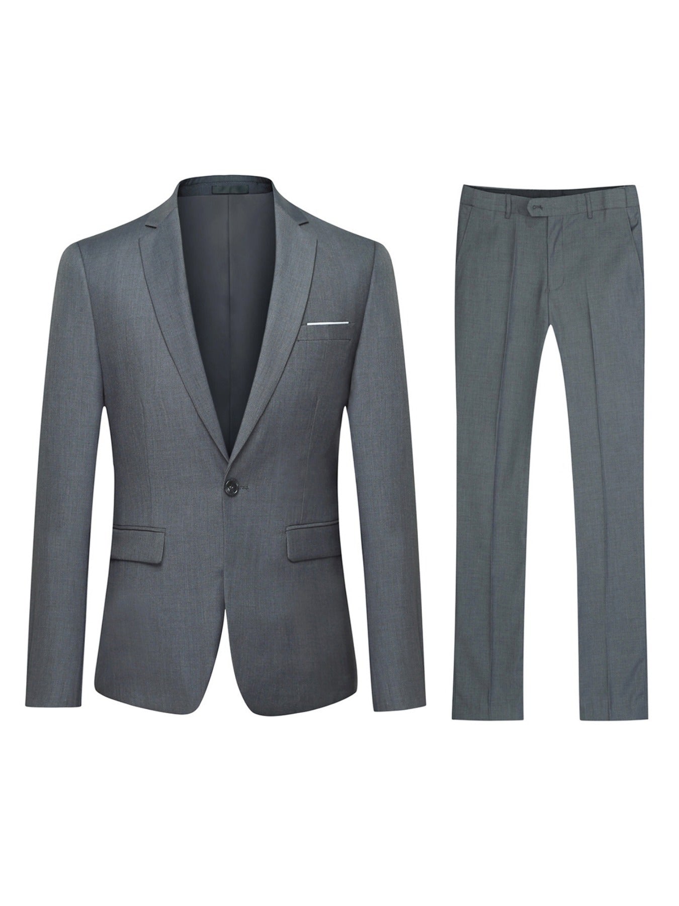 Men's Sleek Two-Piece Suit Set: One-Button Blazer & Dress Pants - Solid Color, Viscose/Polyester Blend, Non-Stretch Fabric, Perfect for Business Casual or Formal Occasions