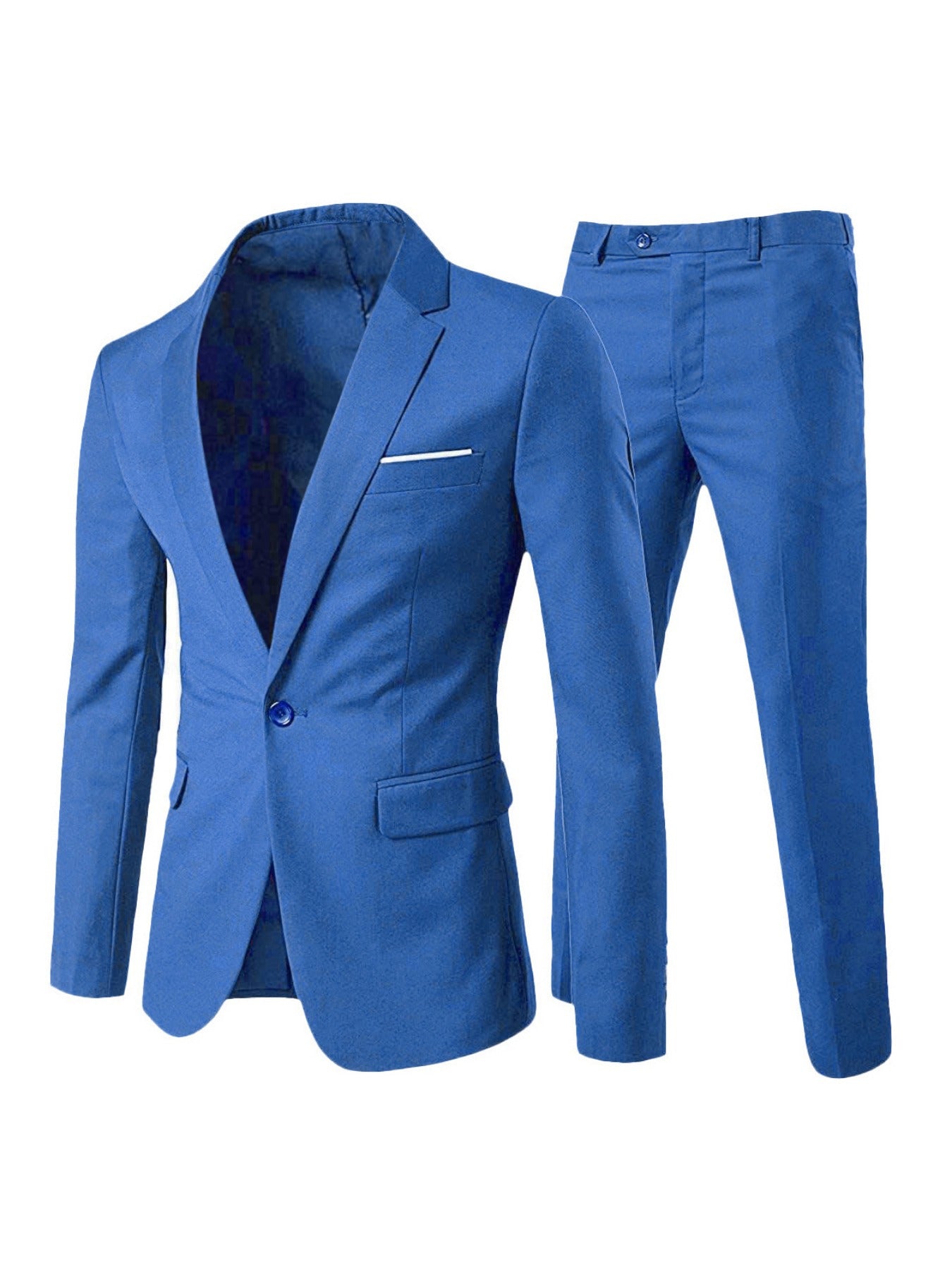 Men's Sleek Two-Piece Suit Set: One-Button Blazer & Dress Pants - Solid Color, Viscose/Polyester Blend, Non-Stretch Fabric, Perfect for Business Casual or Formal Occasions