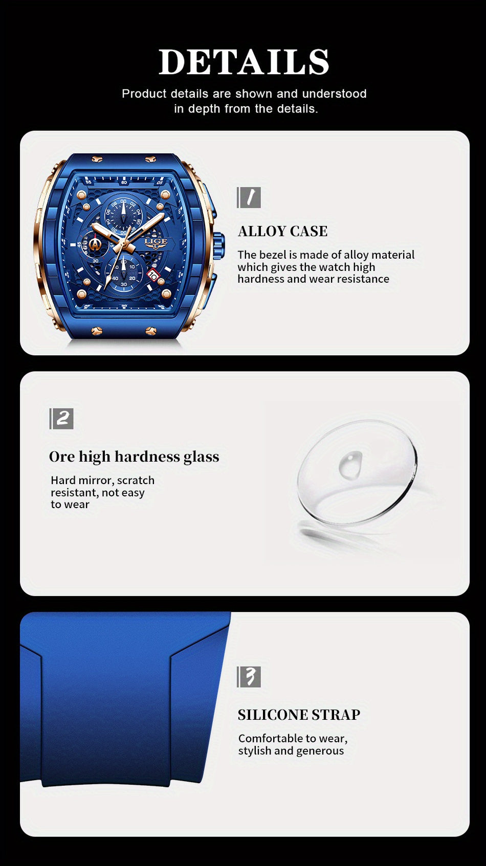 Stylish LIGE Women's Fashion Quartz Watch - Vibrant Blue Sports Timepiece with Practical Calendar, Stopwatch, and Luminous Display Features for Accurate Timekeeping