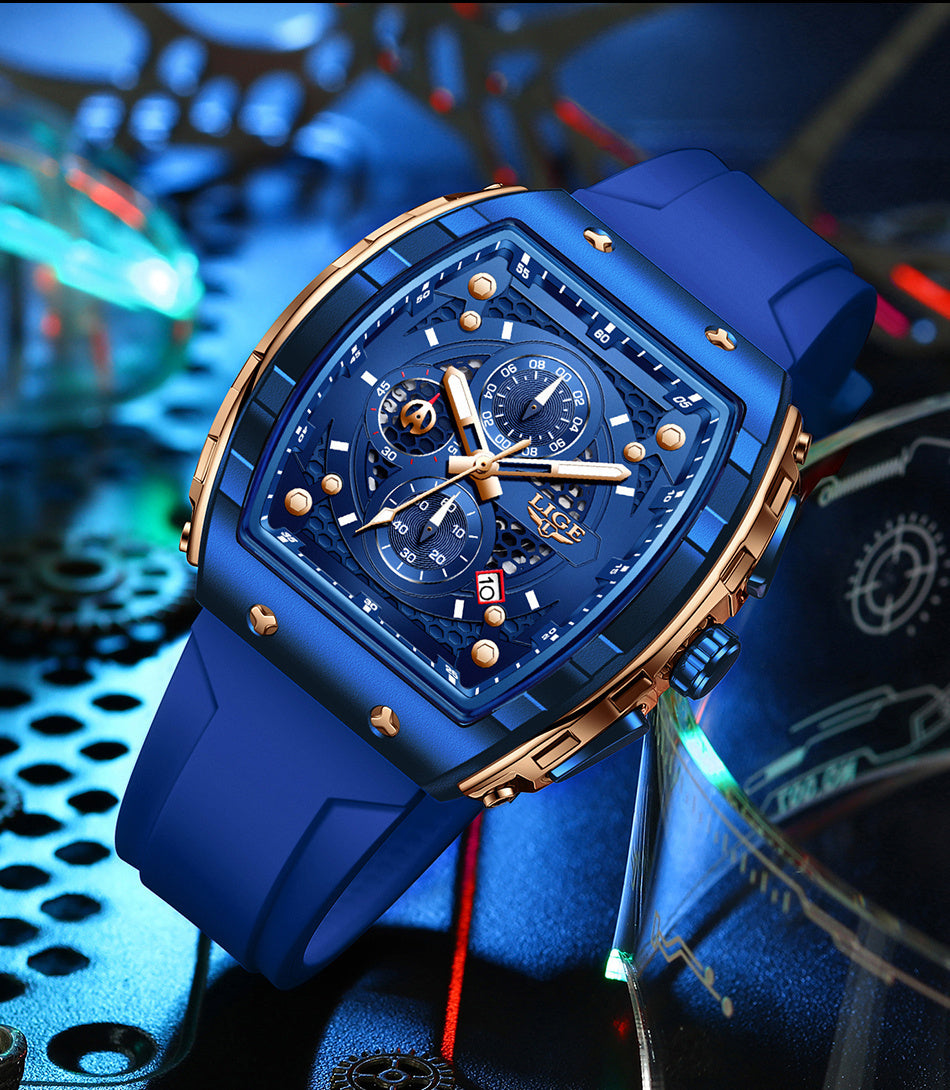 Stylish LIGE Women's Fashion Quartz Watch - Vibrant Blue Sports Timepiece with Practical Calendar, Stopwatch, and Luminous Display Features for Accurate Timekeeping