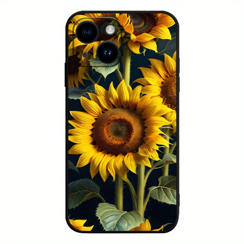 Sunflower TPU Anti-Slip Protective Phone Case for Iphone 15/14/13/12/11 Pro Plus Max/Xs Max/X/Xr/8/7/6/6S/Se/2020/2022/12/13/14 Plus for Mini Men And Women Gift