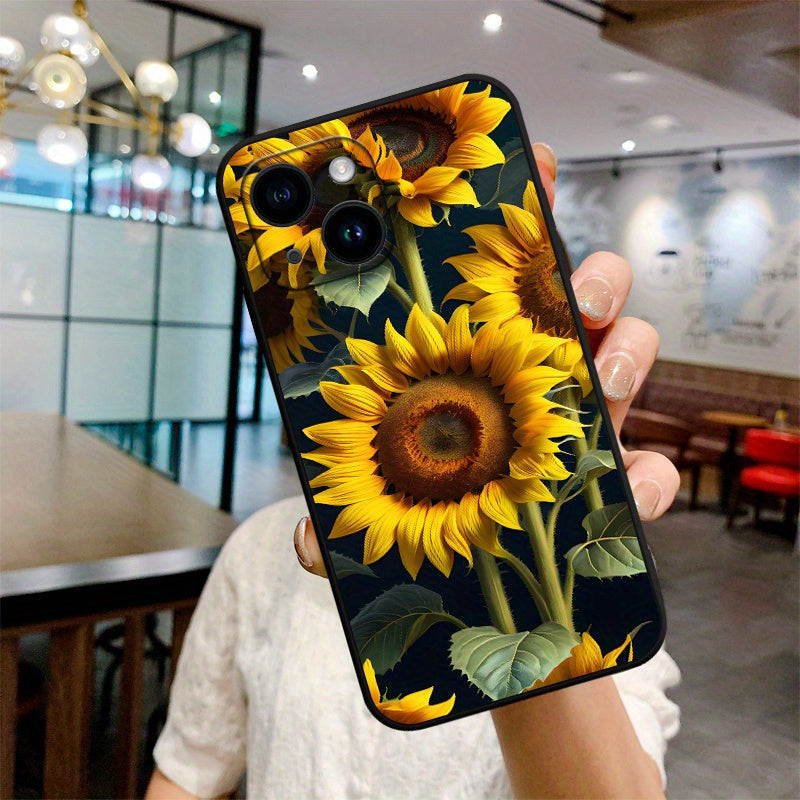 Sunflower TPU Anti-Slip Protective Phone Case for Iphone 15/14/13/12/11 Pro Plus Max/Xs Max/X/Xr/8/7/6/6S/Se/2020/2022/12/13/14 Plus for Mini Men And Women Gift