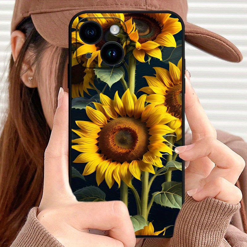 Sunflower TPU Anti-Slip Protective Phone Case for Iphone 15/14/13/12/11 Pro Plus Max/Xs Max/X/Xr/8/7/6/6S/Se/2020/2022/12/13/14 Plus for Mini Men And Women Gift