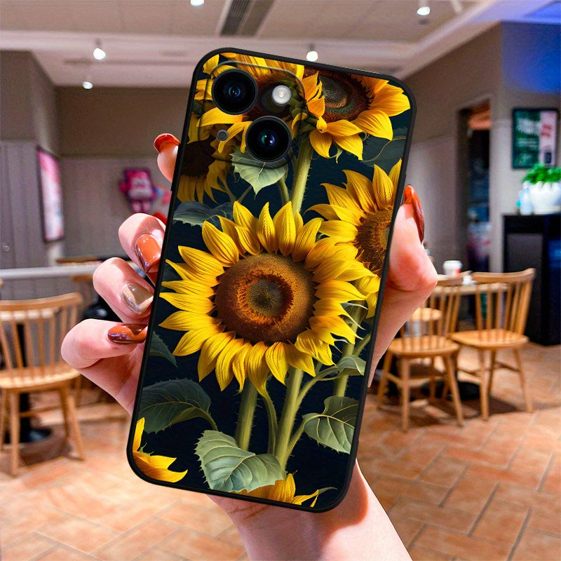 Sunflower TPU Anti-Slip Protective Phone Case for Iphone 15/14/13/12/11 Pro Plus Max/Xs Max/X/Xr/8/7/6/6S/Se/2020/2022/12/13/14 Plus for Mini Men And Women Gift