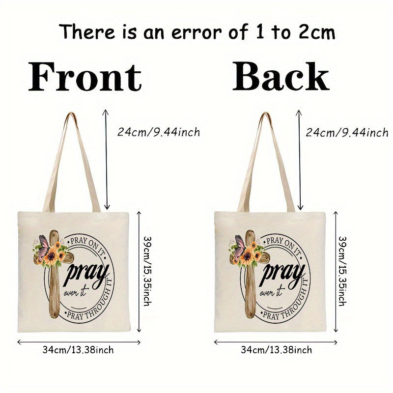 Tote canvas organizer bag, good luck pattern, double-sided printing, beautiful shoulder bag, beach bag - Reusable large shopping bag - Christmas, teacher, mom gift