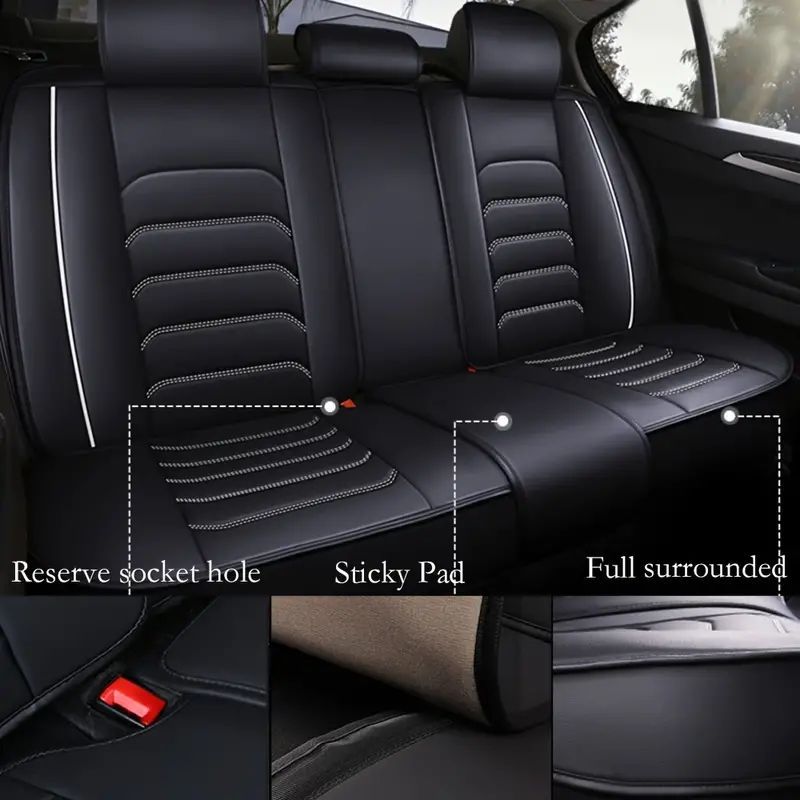 5 Seat Full Set Car Seat Cover Full Surrounded Cushion Protector Faux Leather Universal Fit For Most Cars, Trucks, Sedans And SUVs With Waterproof Leatherette In Automotive Seat Cover Accessories PZ-HEI-BZ