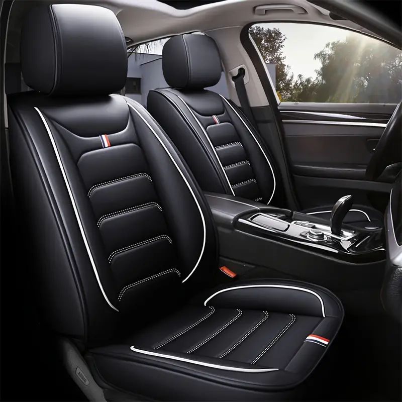 5 Seat Full Set Car Seat Cover Full Surrounded Cushion Protector Faux Leather Universal Fit For Most Cars, Trucks, Sedans And SUVs With Waterproof Leatherette In Automotive Seat Cover Accessories PZ-HEI-BZ