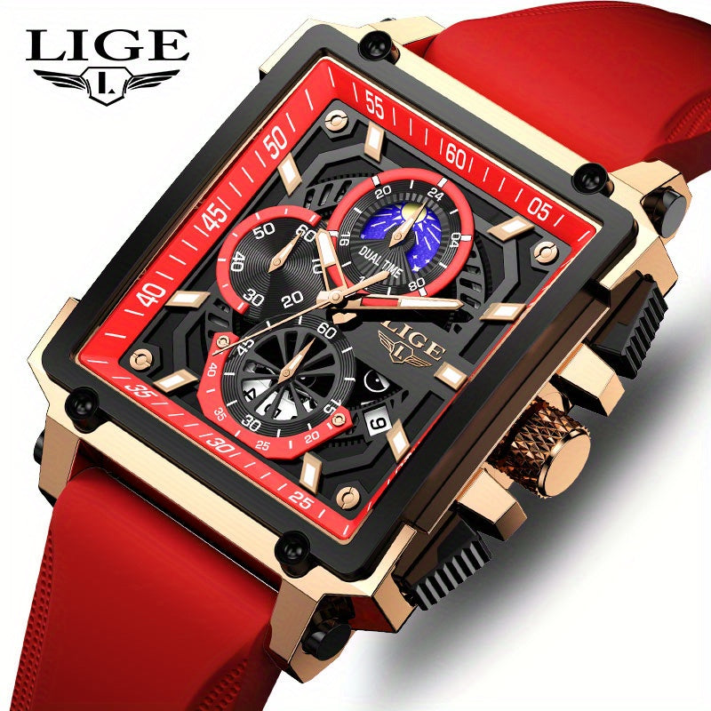 LIGE Men Watch Top Brand Luxury Waterproof Quartz Square Wrist Watches for Men/ Women Watch Date Sports Silicone Clock Male