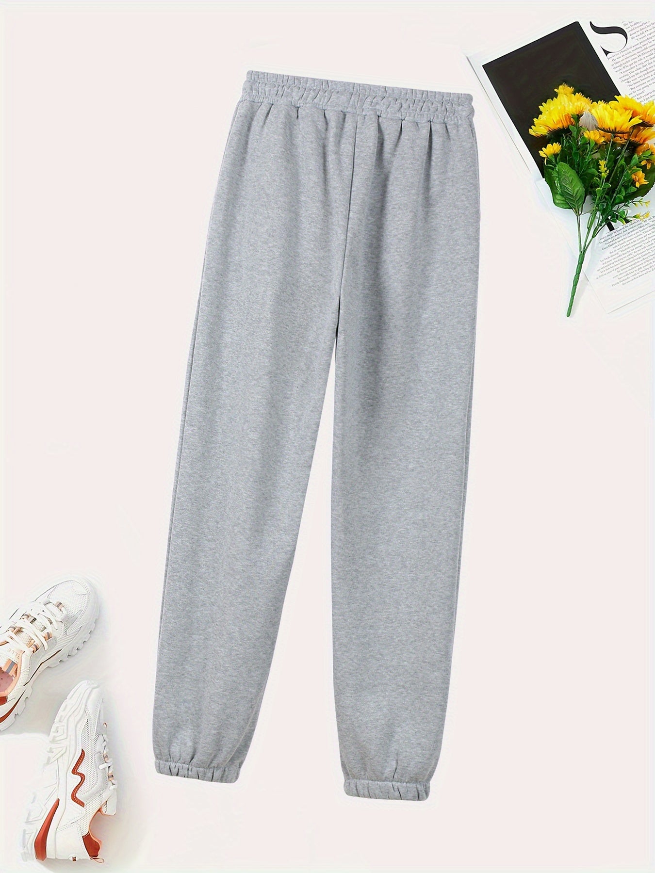 Women's Casual Sweatpants With Drawstring Waist, Stretch Cute Paw Print Comfort Joggers, Fashionable Athletic Pants For Everyday Wear