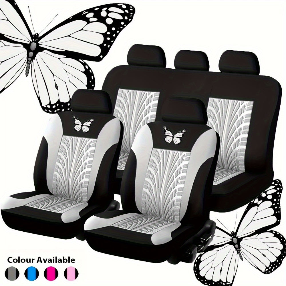 Butterfly Glamour Car Seat Cover Set - Premium Bronzing, 9-Piece Universal Fit for 5 Seats, Fashionable Design, Durable & Comfortable, Perfect Holiday Gift