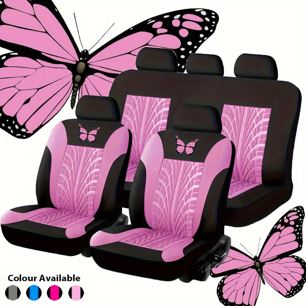 Butterfly Glamour Car Seat Cover Set - Premium Bronzing, 9-Piece Universal Fit for 5 Seats, Fashionable Design, Durable & Comfortable, Perfect Holiday Gift