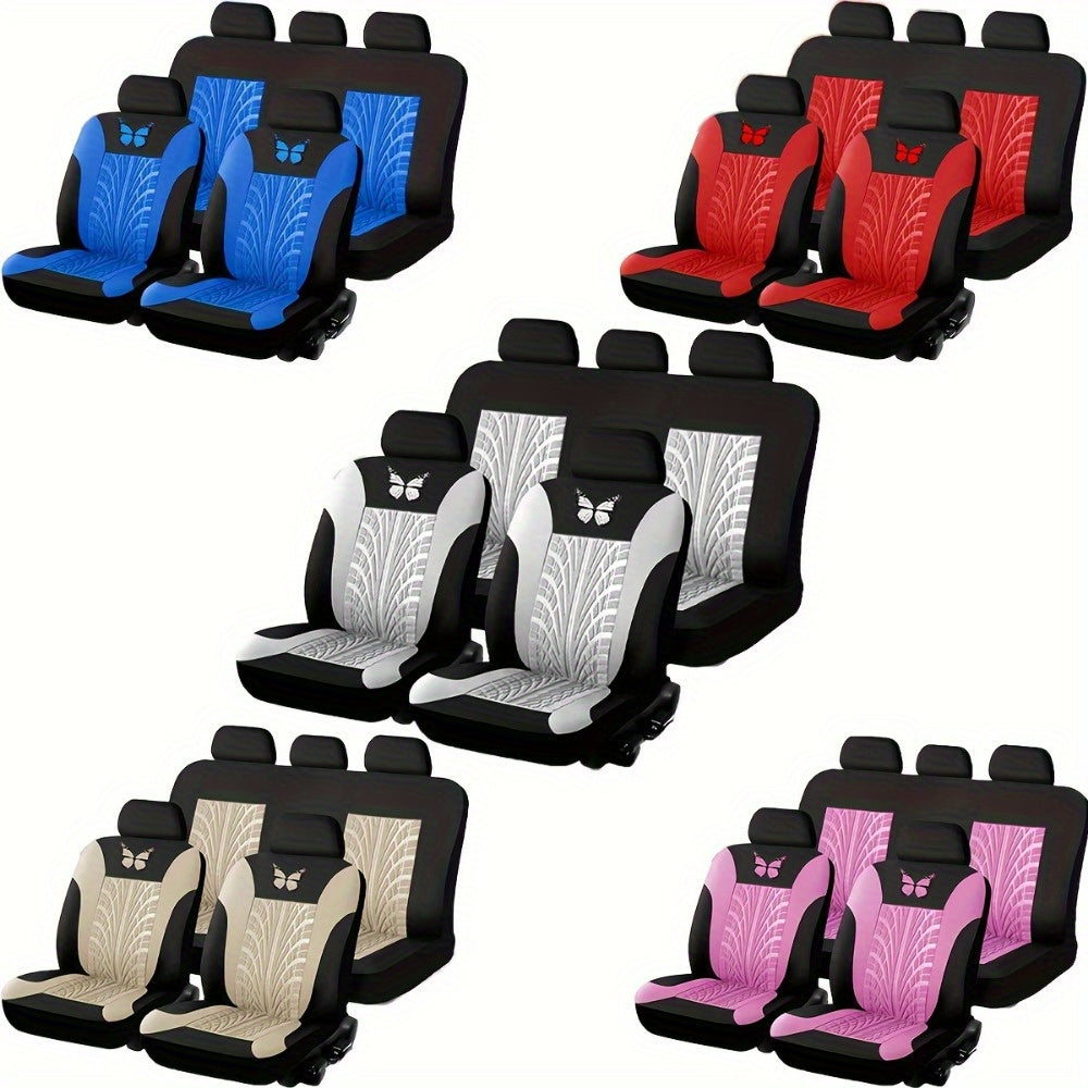 Butterfly Glamour Car Seat Cover Set - Premium Bronzing, 9-Piece Universal Fit for 5 Seats, Fashionable Design, Durable & Comfortable, Perfect Holiday Gift