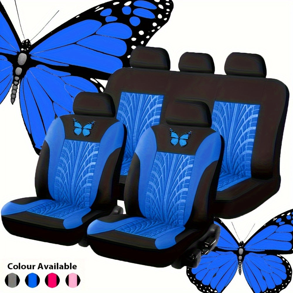 Butterfly Glamour Car Seat Cover Set - Premium Bronzing, 9-Piece Universal Fit for 5 Seats, Fashionable Design, Durable & Comfortable, Perfect Holiday Gift