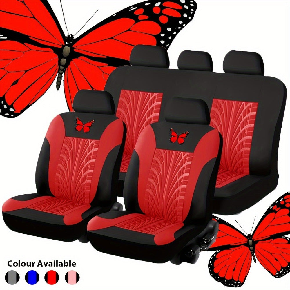 Butterfly Glamour Car Seat Cover Set - Premium Bronzing, 9-Piece Universal Fit for 5 Seats, Fashionable Design, Durable & Comfortable, Perfect Holiday Gift