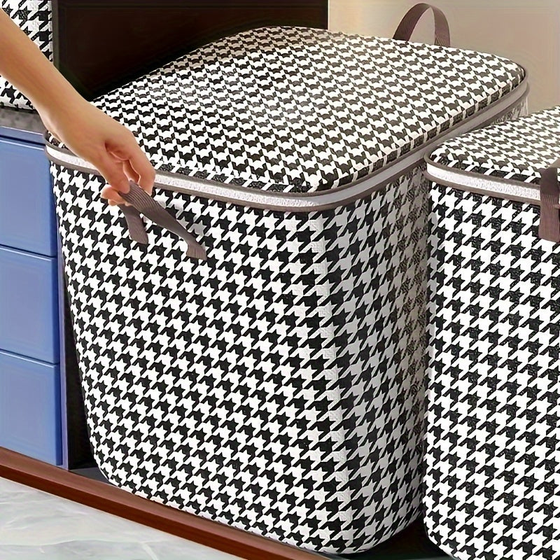 Houndstooth Storage Boxes, Clothes Blanket Storage Bags, Storage Containers With Handles, Closet Organizers