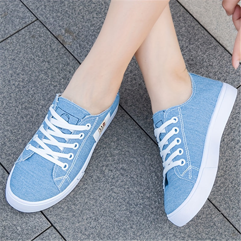 Women's Classic Canvas Shoes, Casual Lace Up Outdoor Shoes, Comfortable Low Top Sneakers