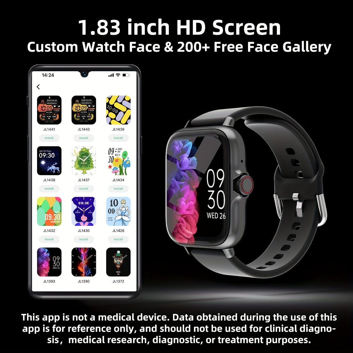 Waterproof Smart Watch, 1.83'' Full Touch Screen Display With Message, Answer Make Call Smartwatch Sleep Monitoring, Sports Pedometer, Information Alerts, For IPhone/Android Phones, Smartbands,