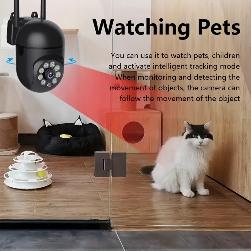 HD WIFI Surveillance Camera, Indoor And Outdoor Long Range HD Night Vision Camera, 355 Degree Intercom Home Security Camera, 2.4G , AI Mobile Detection, Two-Way Audio, Color Night Vision, Home Surveillance Security System