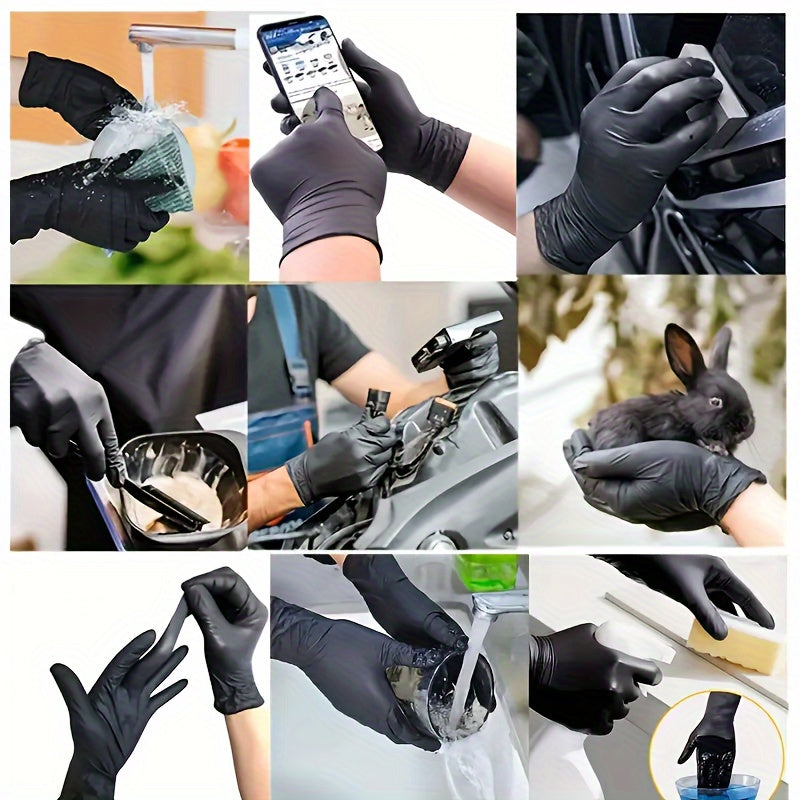 50/100pcs, Disposable Nitrile Gloves, Durable Household Cleaning Gloves, Waterproof Gloves Suitable For Kitchens Cleaning, Tattoo, Hair Dyeing, Pet, Beauty Salons, Cleaning Supplies, Household Gadgets