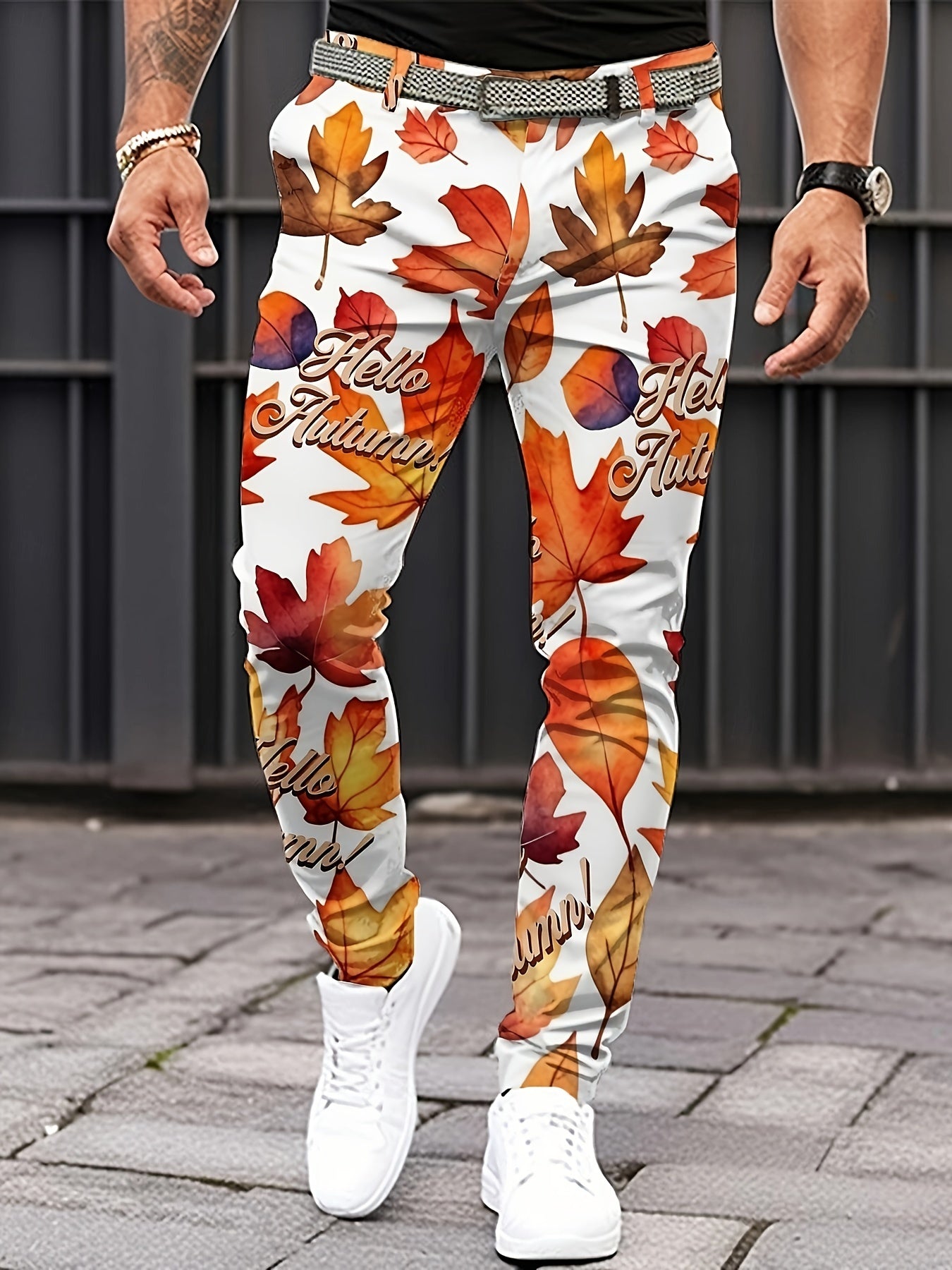 Men's Casual Fit Slim Trousers with Geometric Pattern, Knit Fabric, Elasticity, and Pocket Details - All-Season Polyester Dress Pants for Business, Formal Events, and Daily Wear