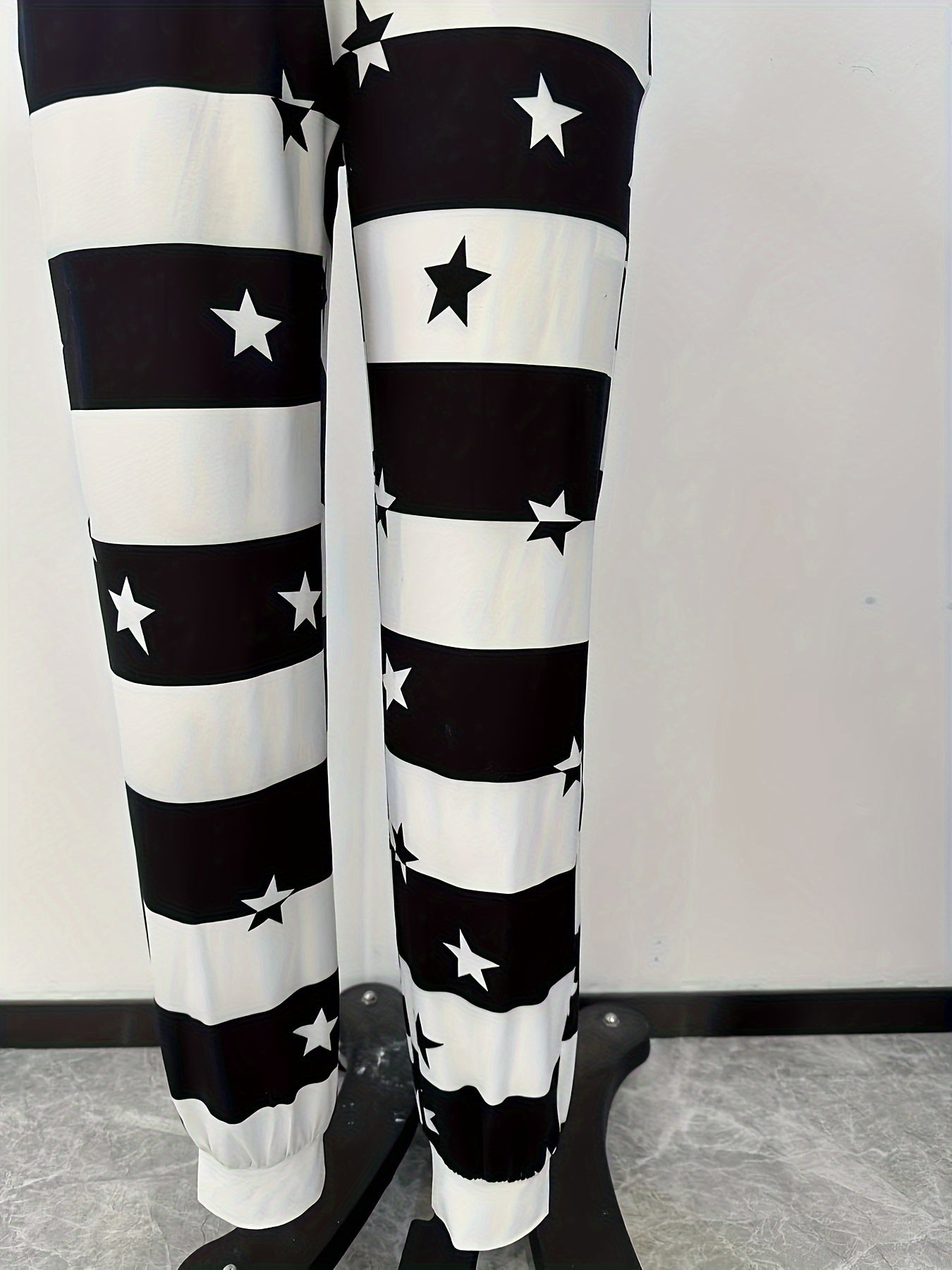 Stars & Stripe Print Pants, Casual Drawstring Waist Jogger Pants, Women's Clothing