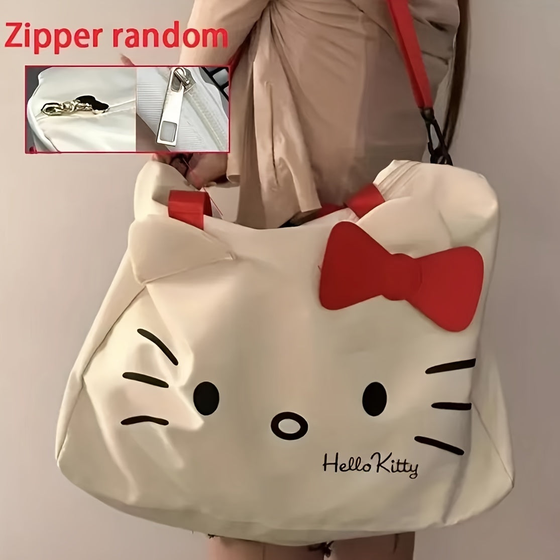 Hello Kitty Travel Bag, Large Capacity, Ethnic Style, Handbag, Crossbody, Luggage, Gym & Clothes Storage Tote