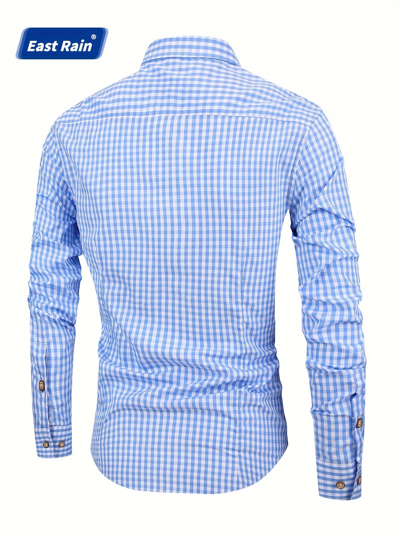 Men's 100% Cotton Checkered Print Shirt, Casual Lapel Button Down Long Sleeve Shirt For Spring Fall