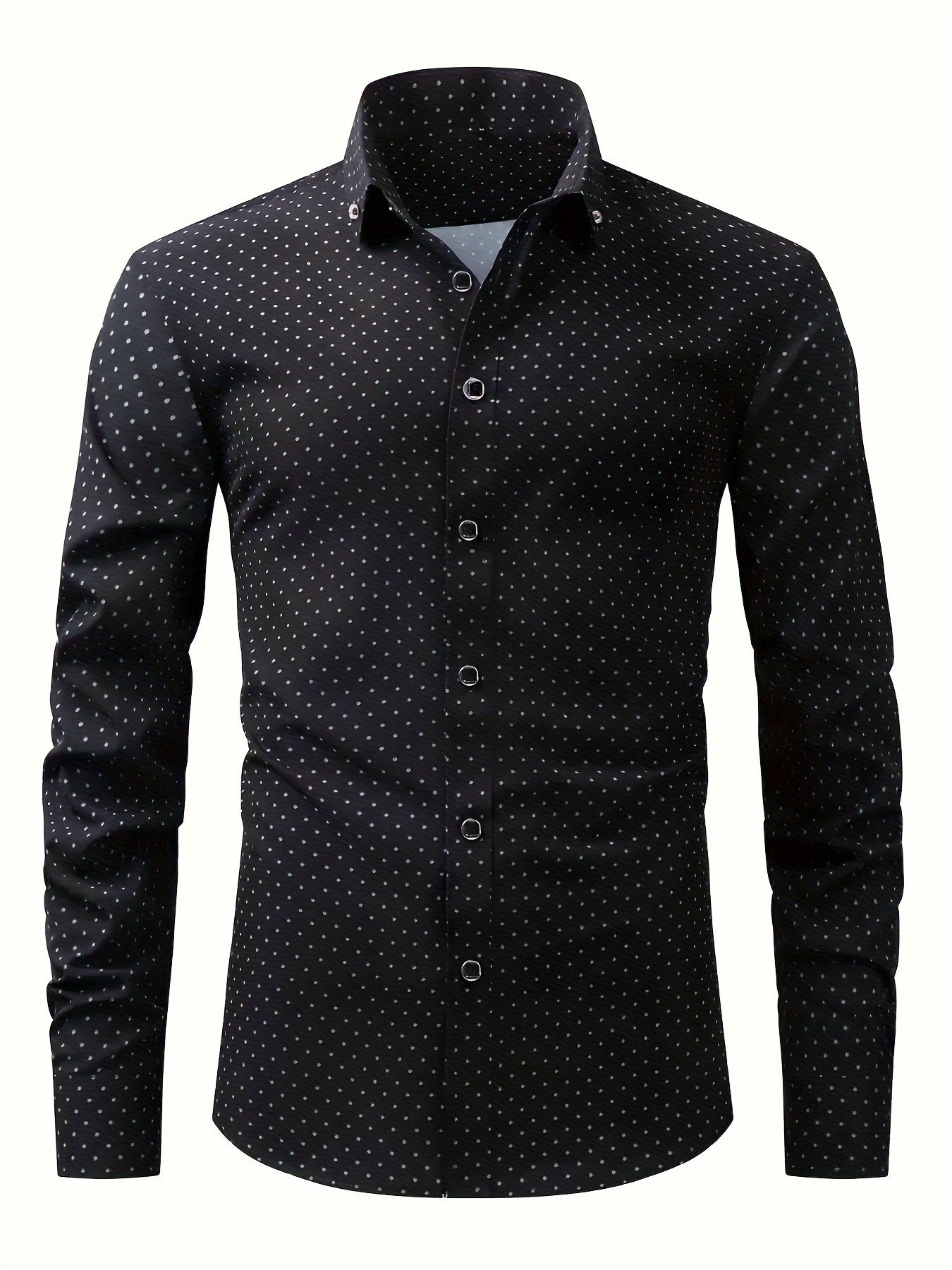 Men's Geometric Pattern Allover Print Dress Shirts, Long Sleeve Casual Button Down Shirt For Formal Occasions