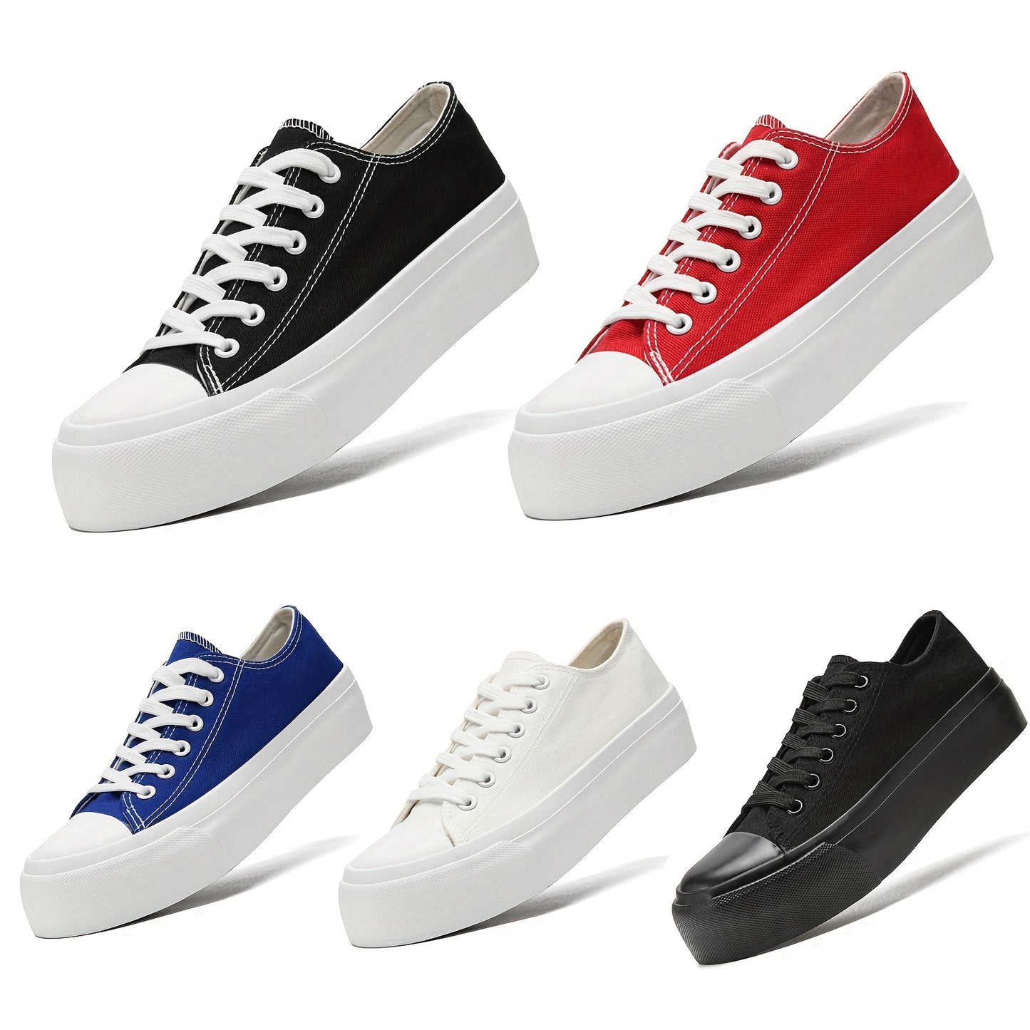 Platform Sneakers For Men Low Top Canvas Shoes For Men Classic Lace Up Canvas Platform Shoes Casual Tennis Walking Running Sneakers