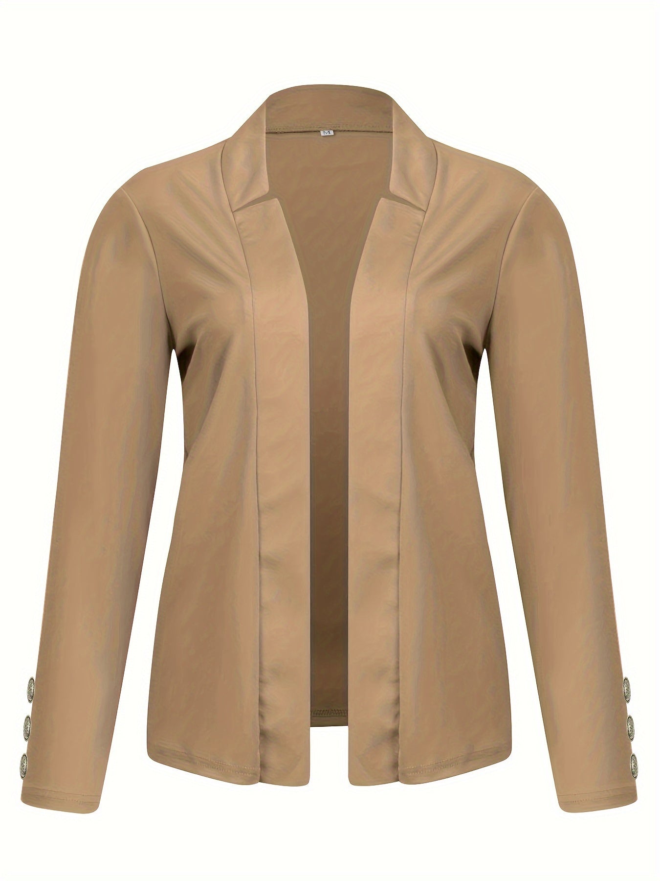 Long Sleeve Solid Color Casual Blazer - Button Front, Micro Elasticity, Polyester Fabric, Loose Fit, Regular Length - Perfect for Office & Work, Womens Clothing