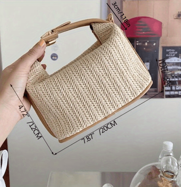 Mini Straw Woven Handbags, Fashion Braided Crossbody Bag, Portable Travel Beach Bag For Holiday