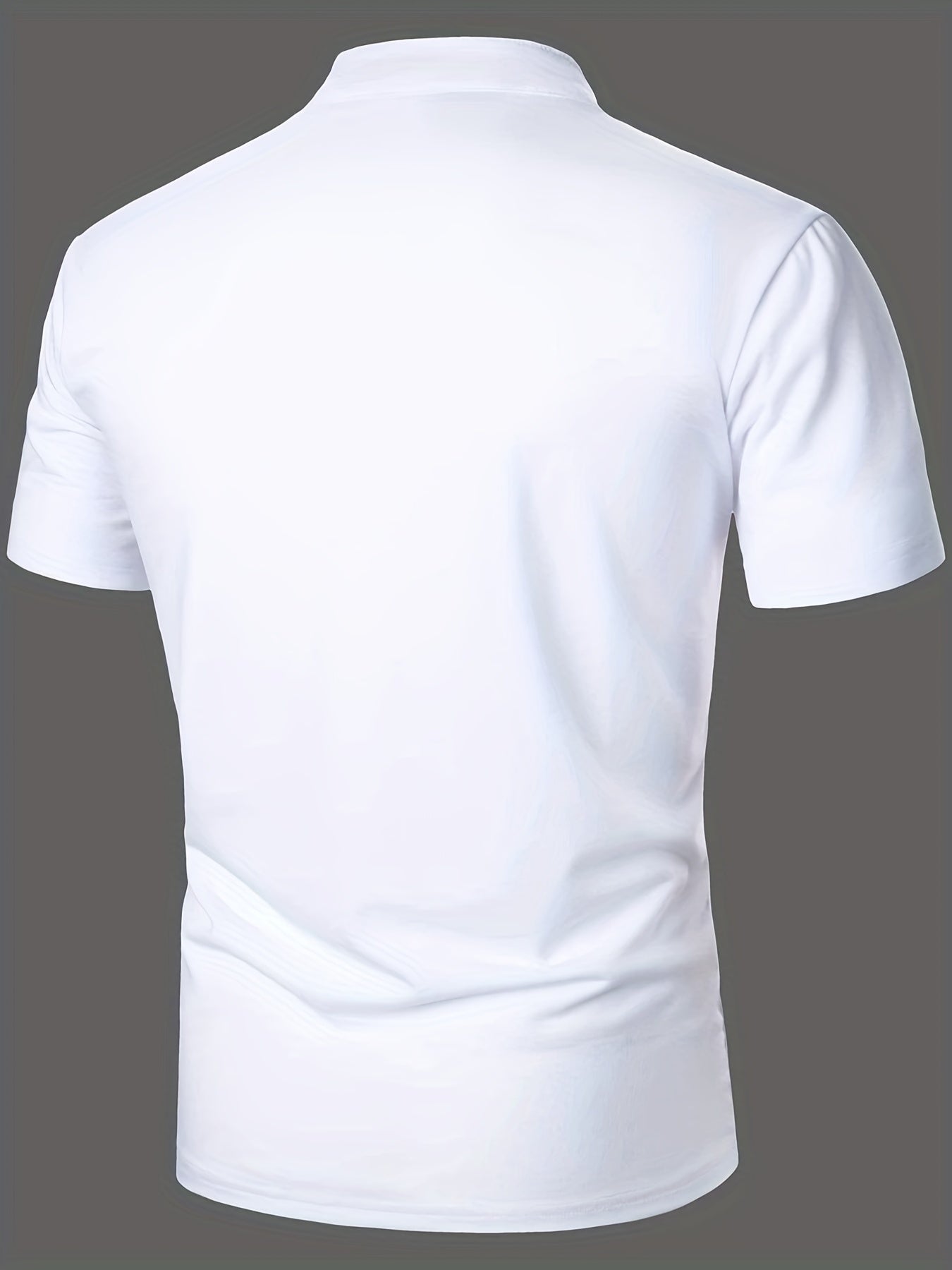 Men's Solid Band Collar Golf T-shirt, Slim Fit Business Casual Short Sleeve Tennis Tees