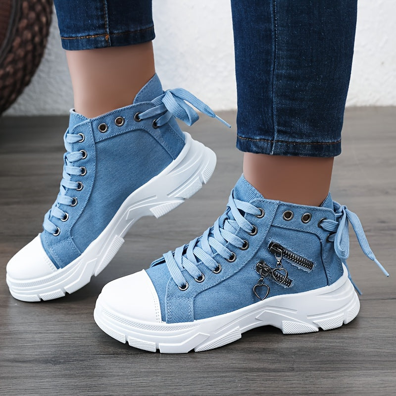 New Canvas High Top Women's Shoes, 2024 Spring Summer Breathable Thick Bottom Heightening Casual Shoes Canvas Shoes