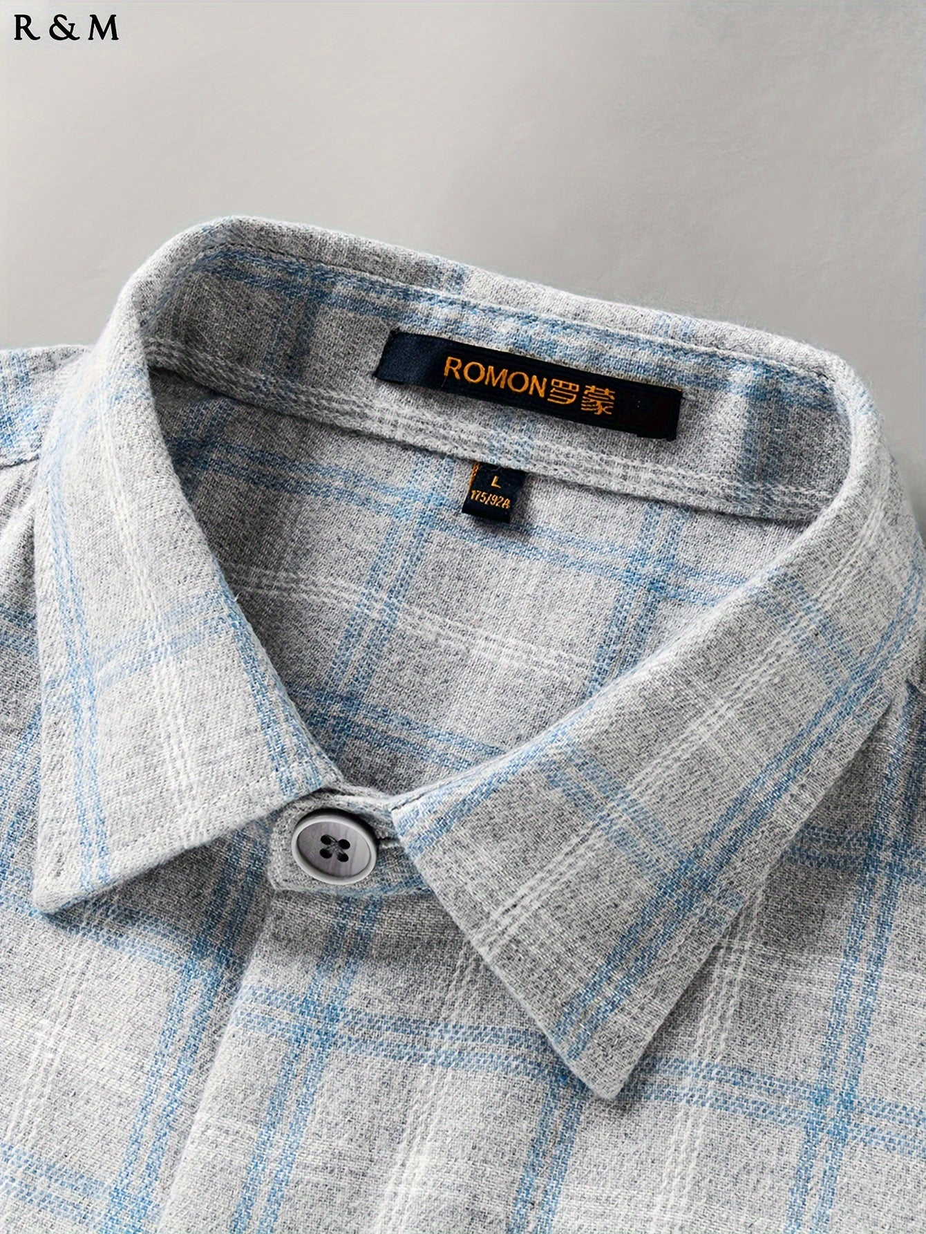 ROMON Men's Classic Plaid Button-Up Shirt - Soft Brushed Fabric, Long Sleeve, Casual & Formal Wear, Machine Washable, Polyester, Non-Transparent, Regular Fit with Chest Pocket - Perfect for Fall/Winter