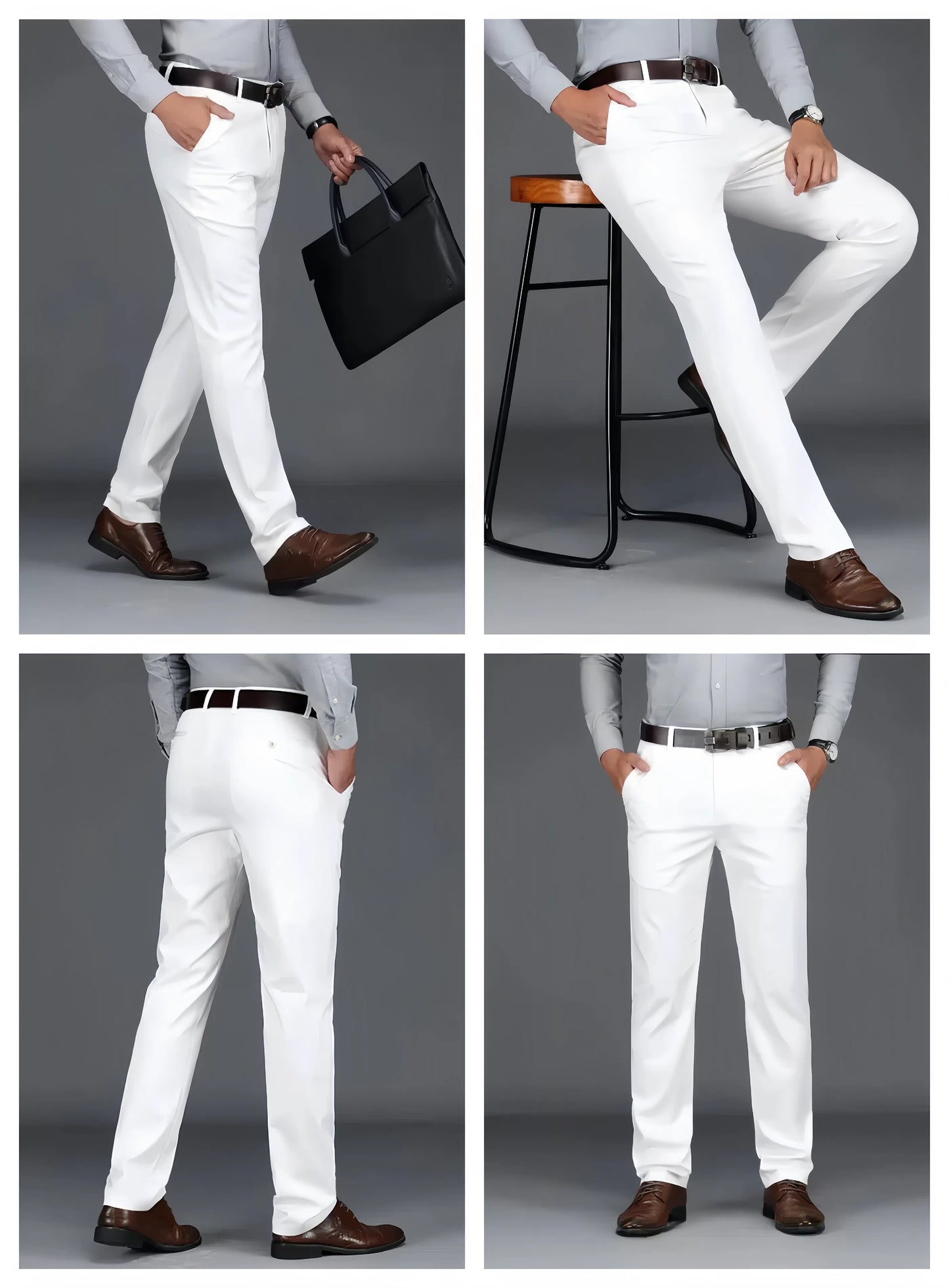 Solid Dress Pants For Men, Lightweight And Comfy Regular Fit And Cuffed Pants For All Seasons Business And Casual Wear