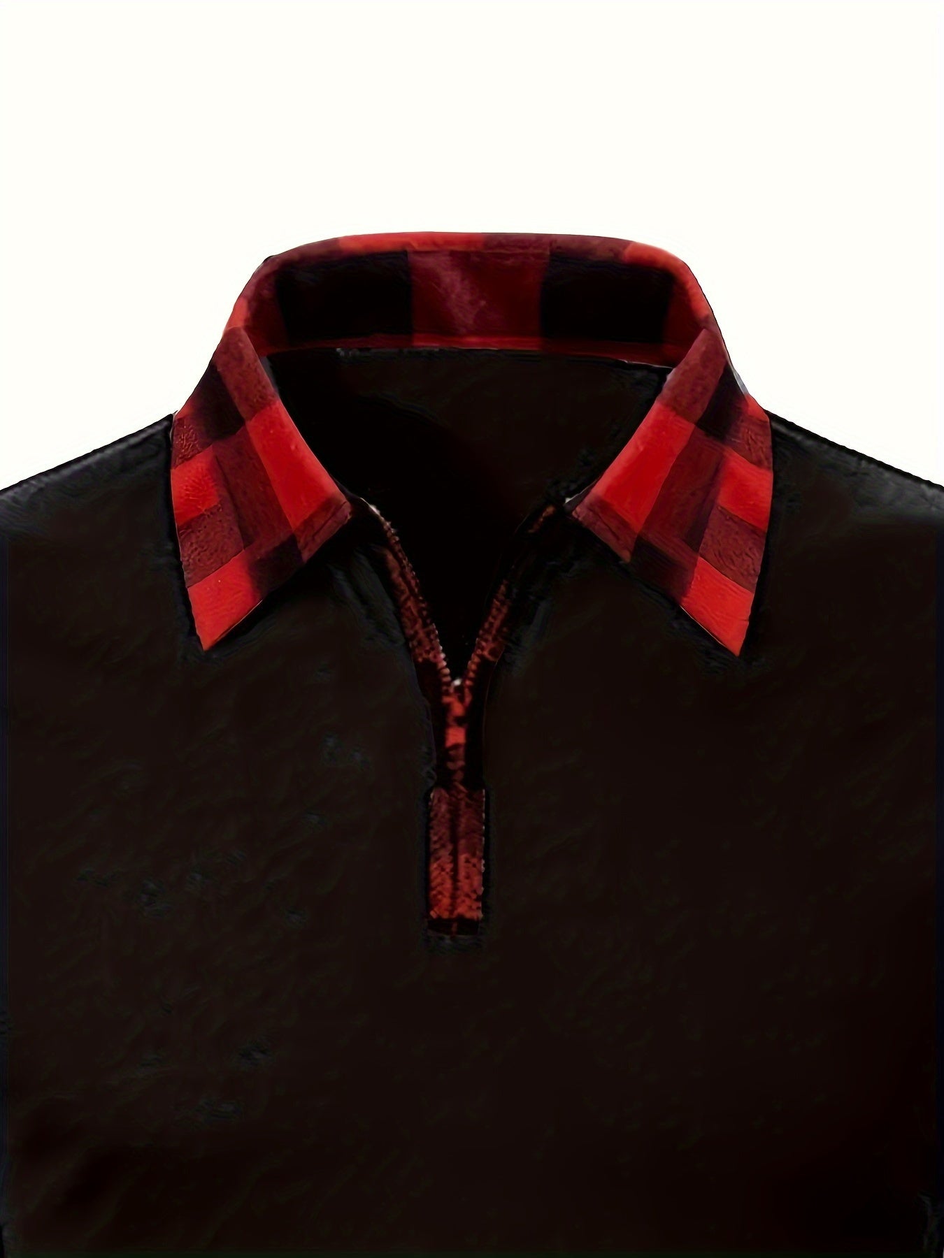 Men's Casual Retro Plaid Lapel 1/4 Zipper Long Sleeve Shirt For Business