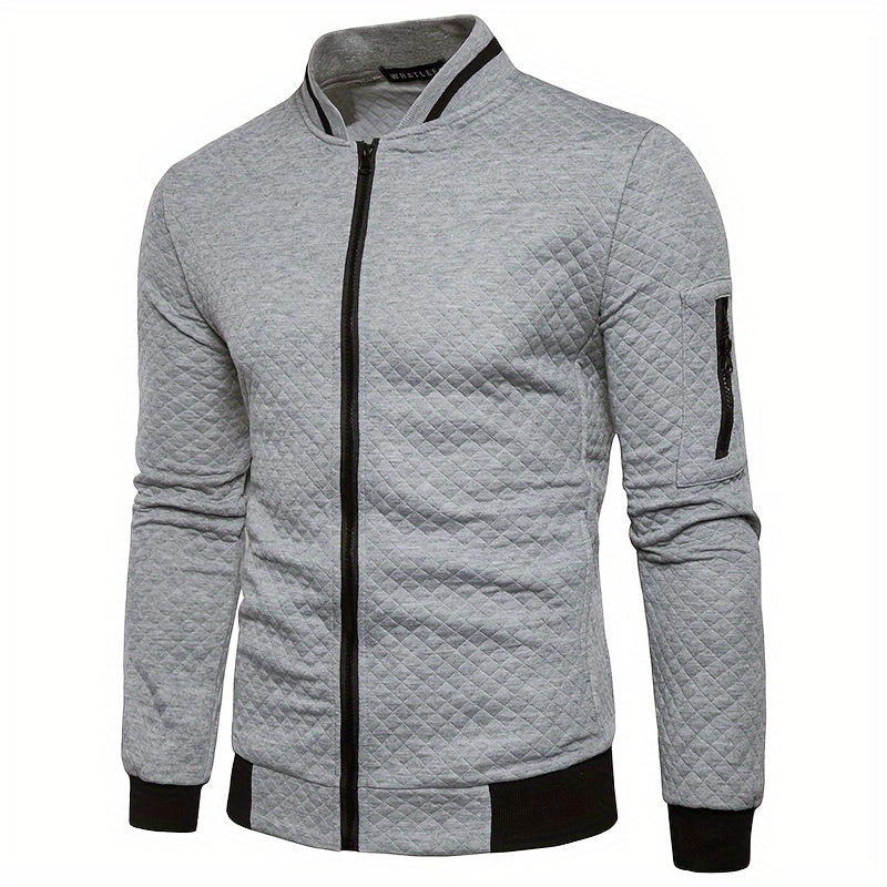 Men's Casual Fleece-Lined Jacket - Warm, Stylish Zip-Up with Stand Collar for Fall/Winter