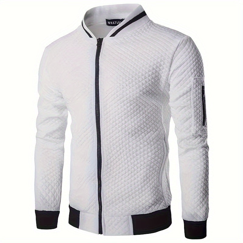 Men's Casual Fleece-Lined Jacket - Warm, Stylish Zip-Up with Stand Collar for Fall/Winter