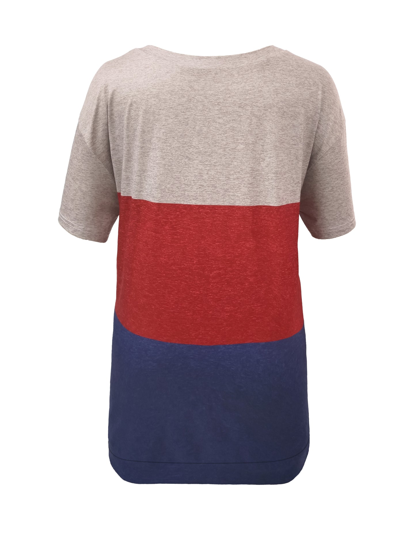 Color Block Crew Neck T-Shirt, Casual Short Sleeve T-Shirt For Spring & Summer, Women's Clothing