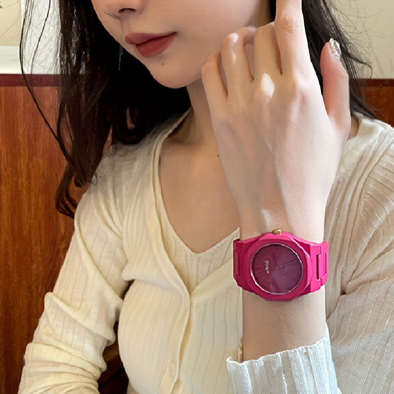 Fashionable Quartz Wrist Watch for Women - 1pcs, Zinc Alloy Band, Electronic Drive, Pointer Display, Non-Rechargeable Battery - Elegant Pink Summer Style