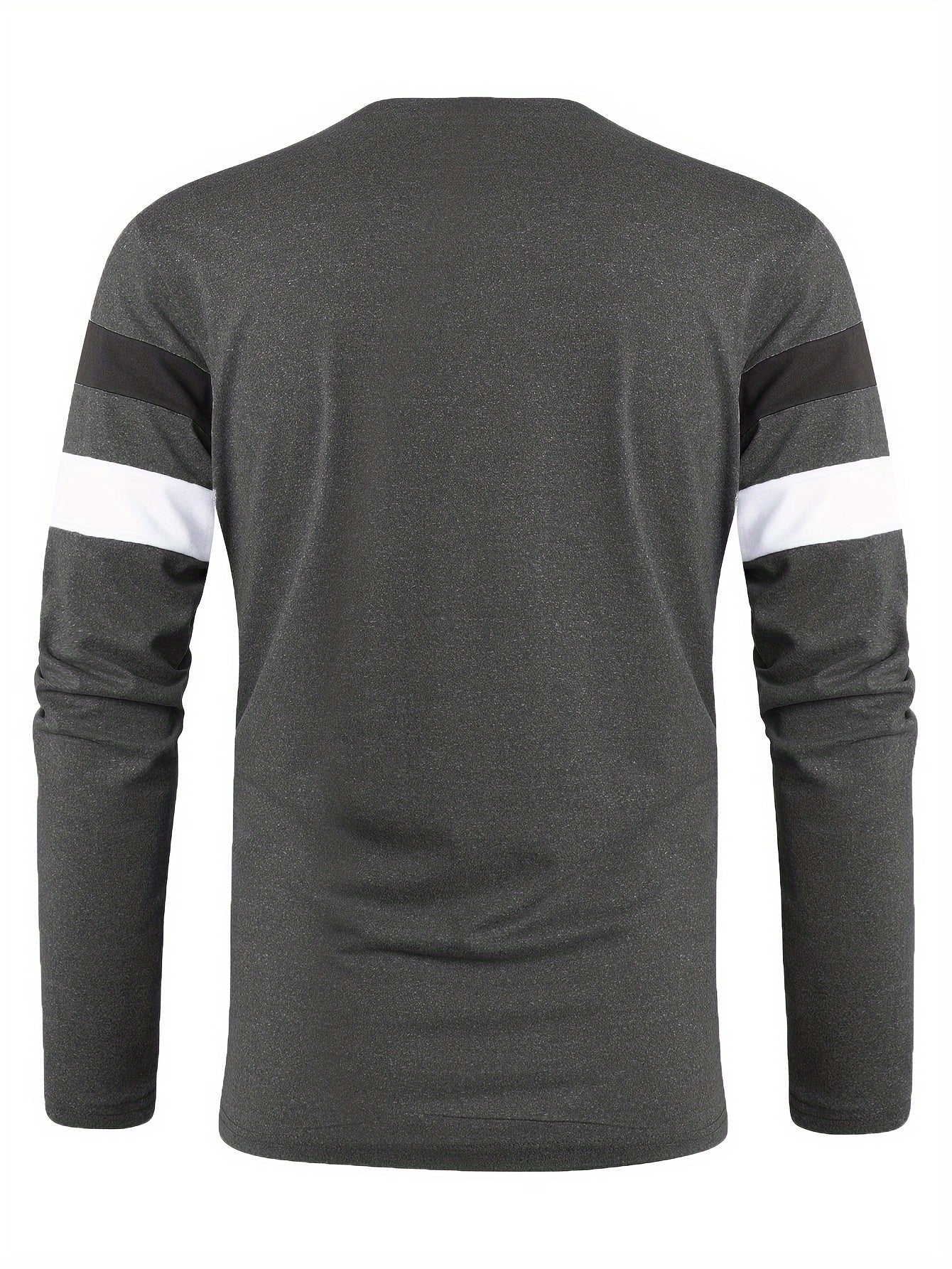 Men's Color Block T-shirt, Men's Comfy Long Sleeve Crew Neck Tee, Men's Clothing For Outdoor Activity