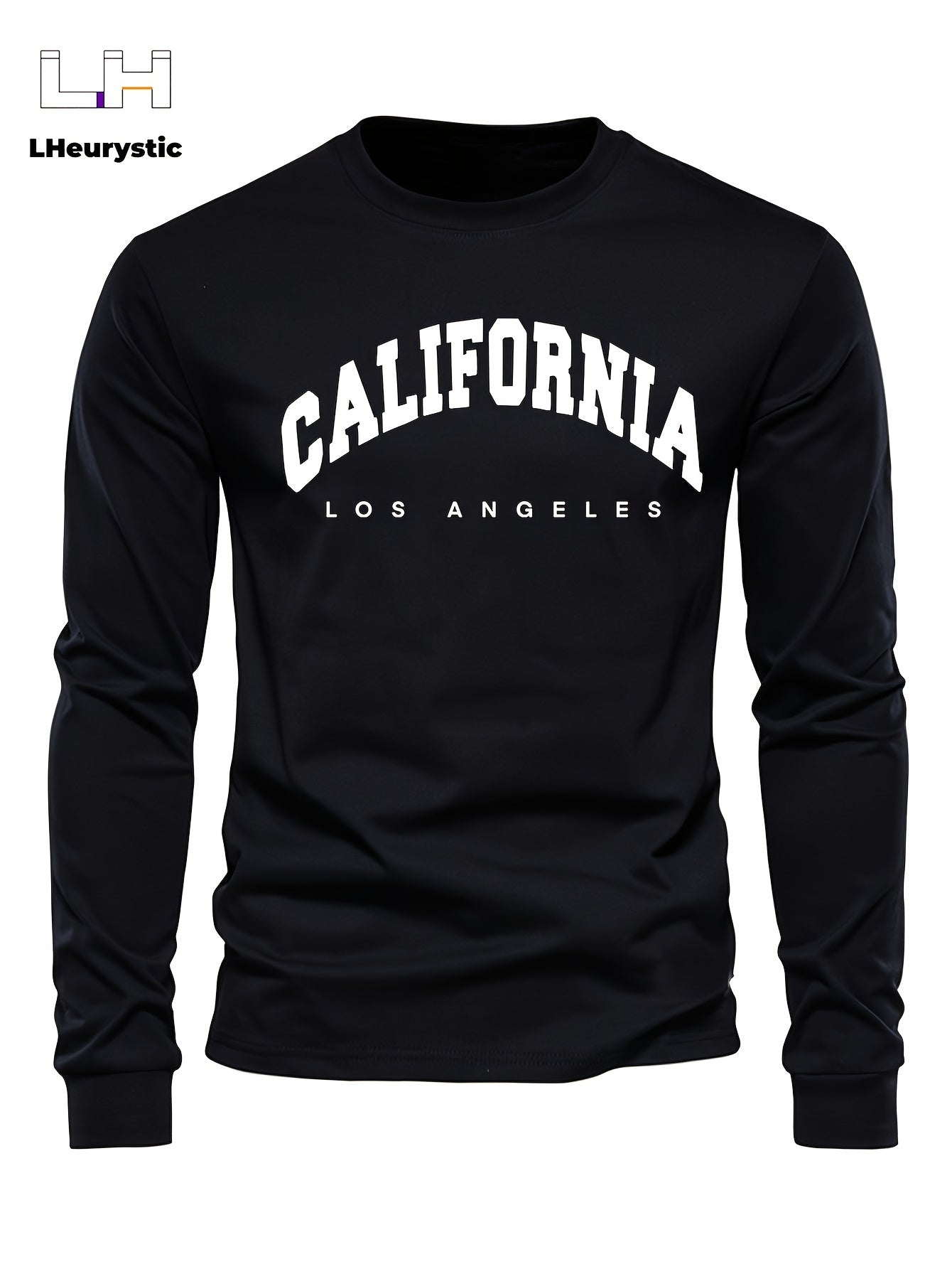 LA California Print Tee Shirt, Tees For Men, Casual Long Sleeve T-shirt